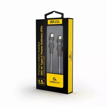 GEMBIRD Premium 100W Type-C Power Delivery (PD) nabíjací a dátový kábel, 1,5m - sivá