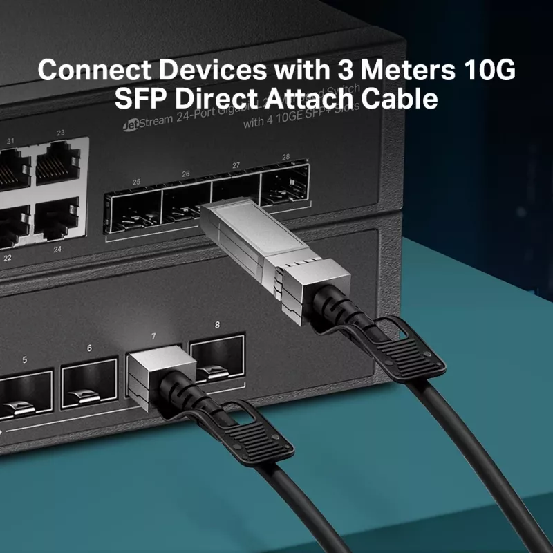 TP-Link 3 metre 10G SFP+ Direct Attach kábel, 3 m, DAC, SFP+, SFP+