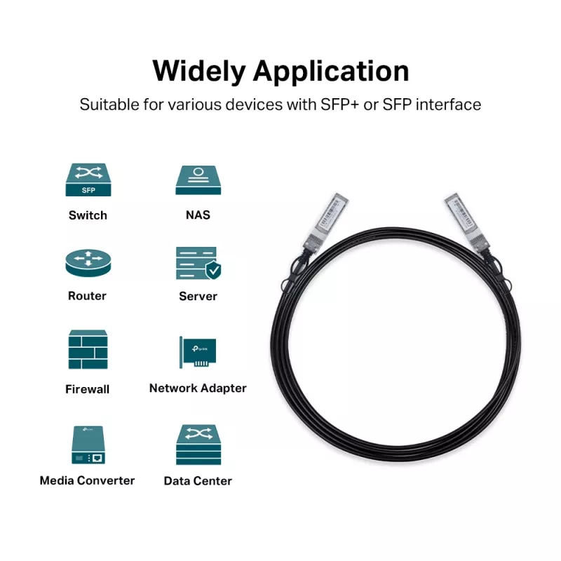 TP-Link 3 metre 10G SFP+ Direct Attach kábel, 3 m, DAC, SFP+, SFP+