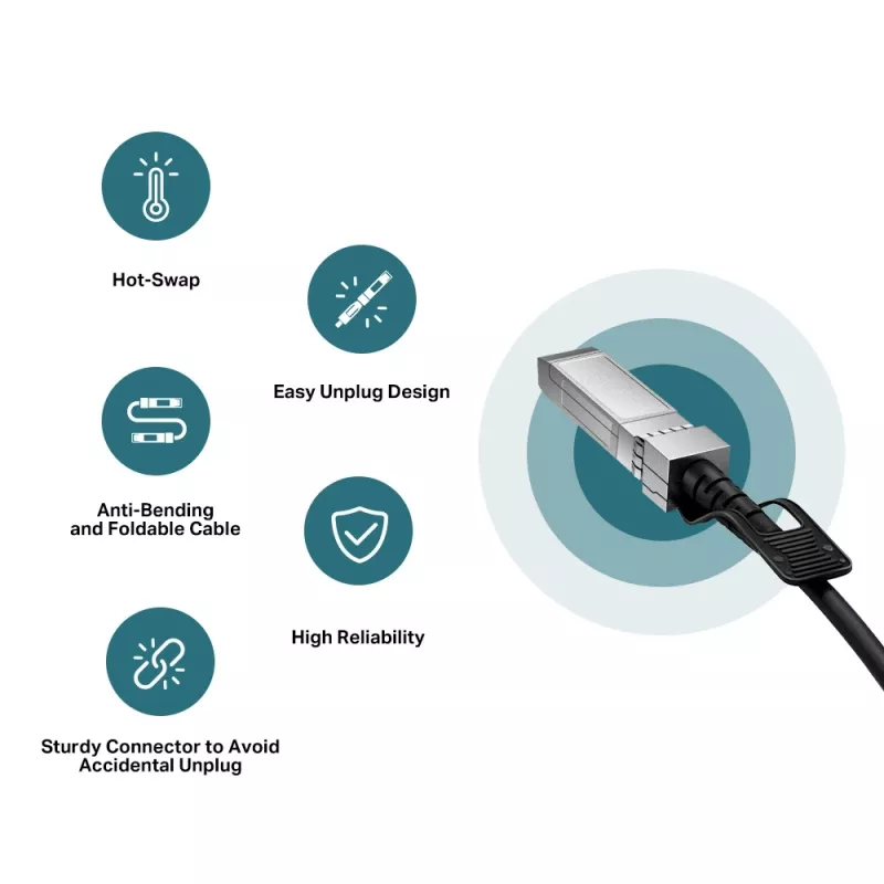 TP-Link 3 metre 10G SFP+ Direct Attach kábel, 3 m, DAC, SFP+, SFP+