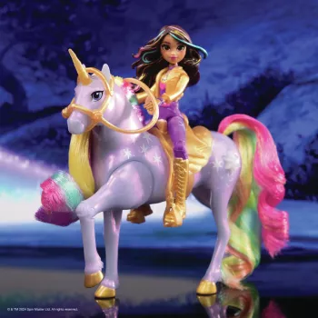 Módna bábika Usorteret Unicorn Academy Sophia & Light Magic Wildstar s dúhovými svetelnými efektmi, batérie LR44, 241 mm