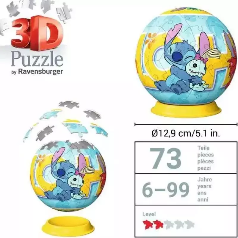 Ravensburger Disney Stitch 3D puzzle guľa, 72 dielikov