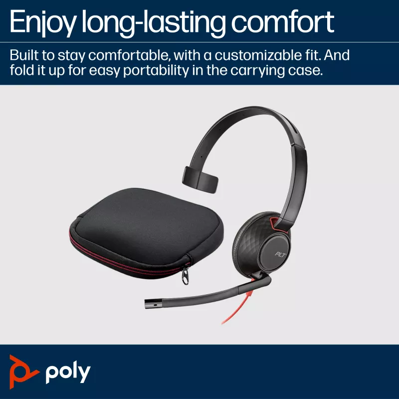 HP Poly Blackwire 5210 monaurálny USB-C headset + 3,5 mm konektor + adaptér USB-C/A