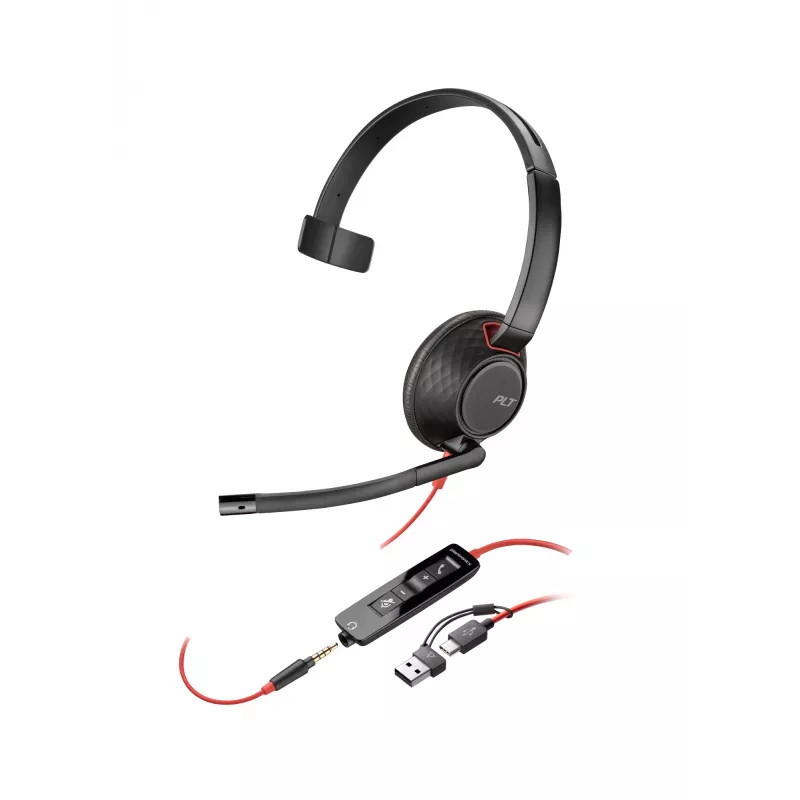 HP Poly Blackwire 5210 monaurálny USB-C headset + 3,5 mm konektor + adaptér USB-C/A