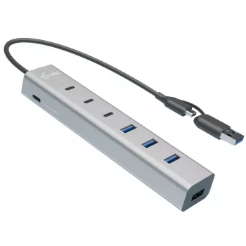 i-tec USB-C/USB-A nabíjací kovový HUB 7 portov (3x USB-C, 4x USB-A)
