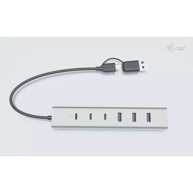i-tec USB-C/USB-A nabíjací kovový HUB 7 portov (3x USB-C, 4x USB-A)