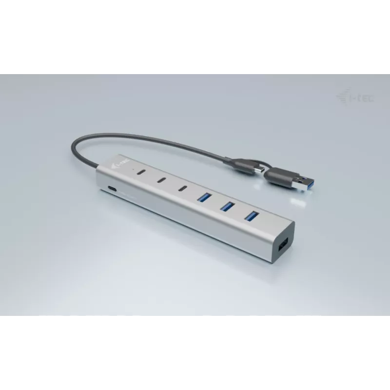 i-tec USB-C/USB-A nabíjací kovový HUB 7 portov (3x USB-C, 4x USB-A)
