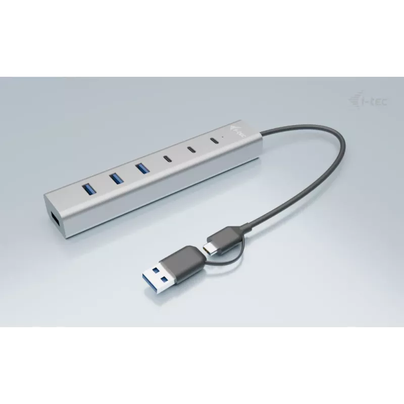 i-tec USB-C/USB-A nabíjací kovový HUB 7 portov (3x USB-C, 4x USB-A)