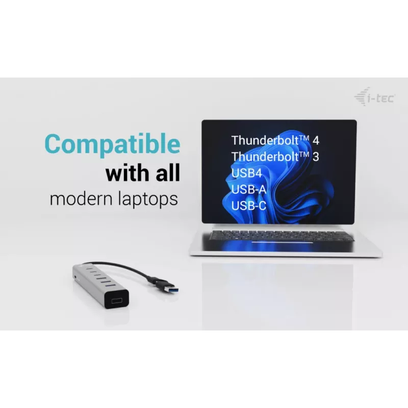 i-tec USB-C/USB-A nabíjací kovový HUB 7 portov (3x USB-C, 4x USB-A)