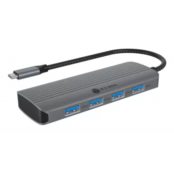 ICY BOX IB-DK4022a-CPD káblový USB 3.2 Gen 1 (3.1 Gen 1) Type-C hliník, strieborná
