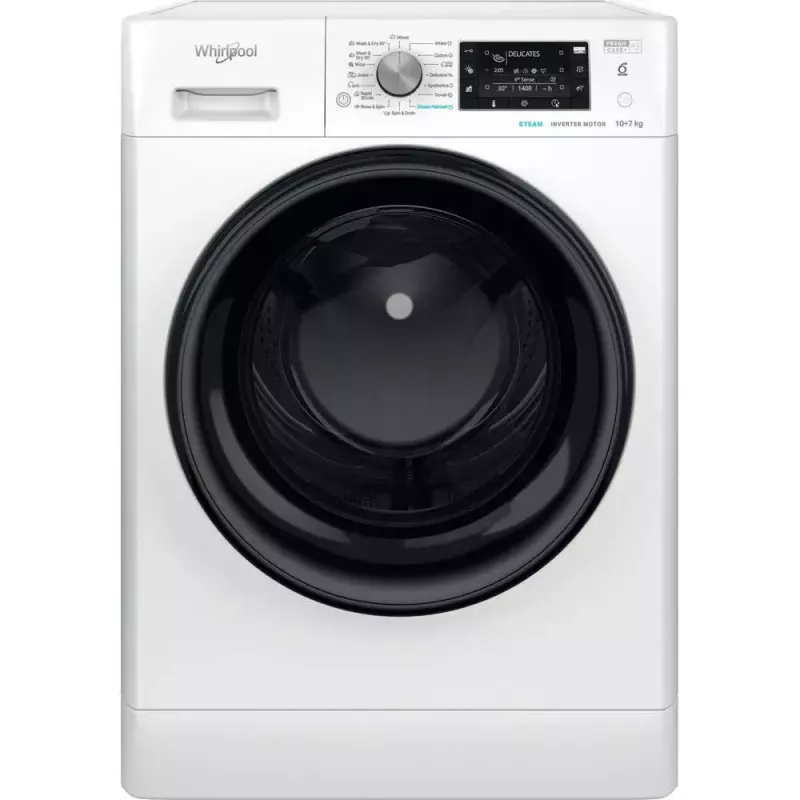 Whirlpool FFWDD1076258B práčka so sušičkou voľne stojaca predné plnenie biela