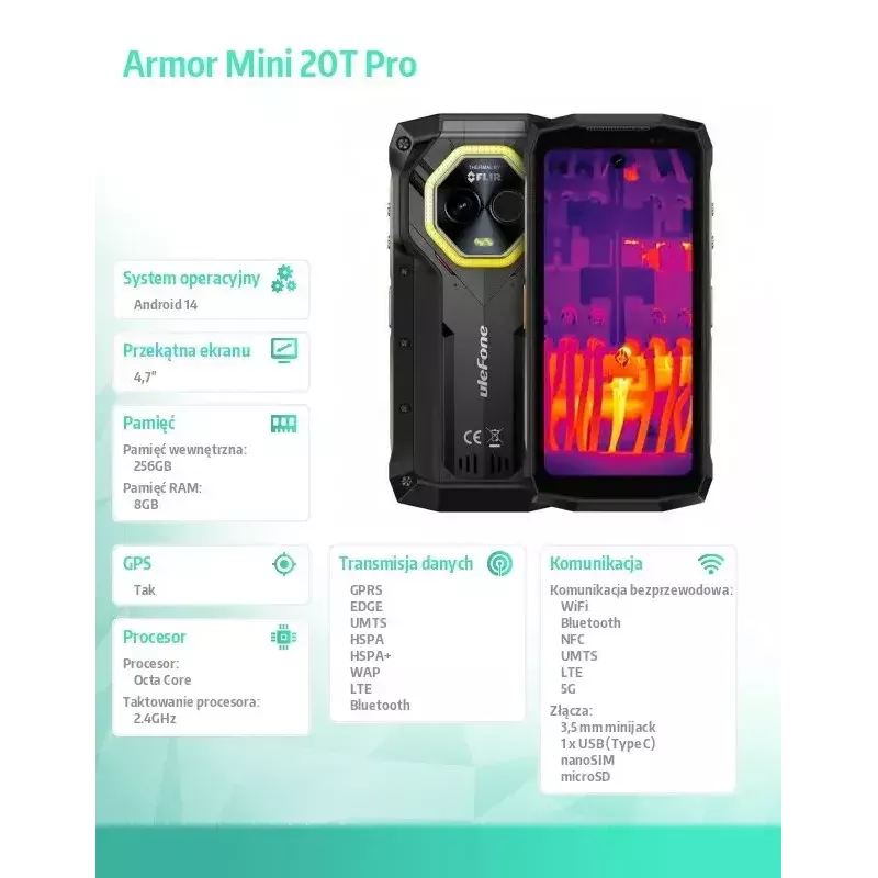 Smartphone UleFone Armor Mini 20T Pro 5G, 4,7