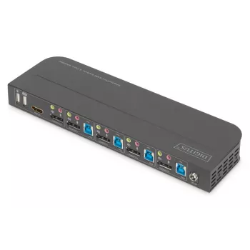 DIGITUS KVM prepínač 4x1 DP DP/HDMI Out USB 4Kx2K 60Hz