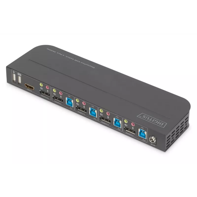 DIGITUS KVM prepínač 4x1 DP DP/HDMI Out USB 4Kx2K 60Hz