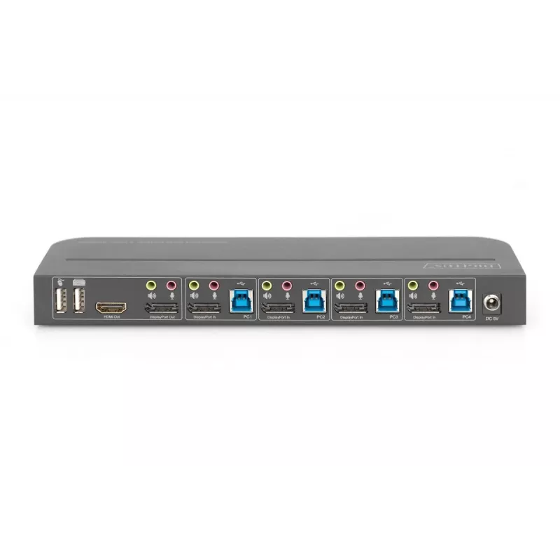 DIGITUS KVM prepínač 4x1 DP DP/HDMI Out USB 4Kx2K 60Hz