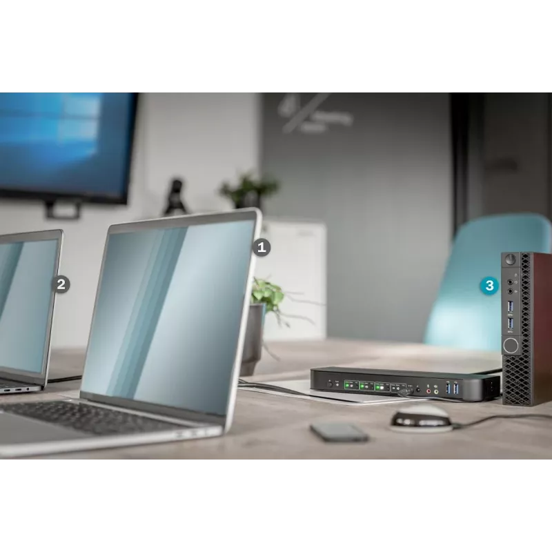 DIGITUS KVM prepínač 4x1 DP DP/HDMI Out USB 4Kx2K 60Hz