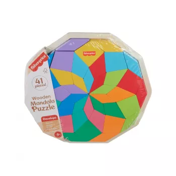 Fisher-Price Mandala puzzle z dreva, geometrické, pre batolivá a deti, 40 drevených dielov