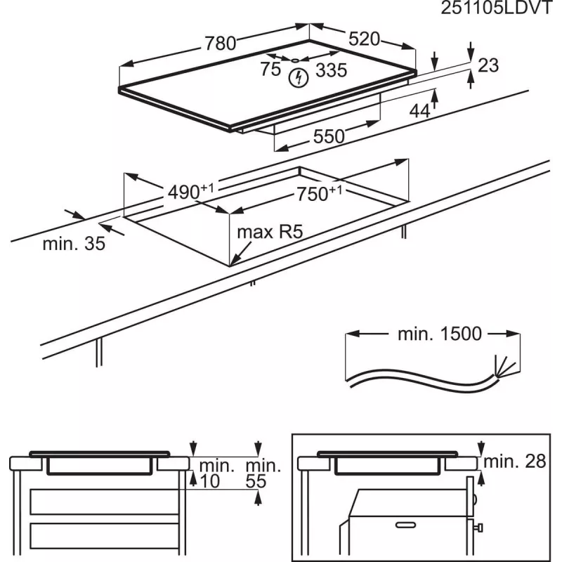 Indukčná varná doska Electrolux Séria 700 EIS82453, 4-zónová 80 cm, čierne sklo, ovládanie Touch- & Scrollbalken