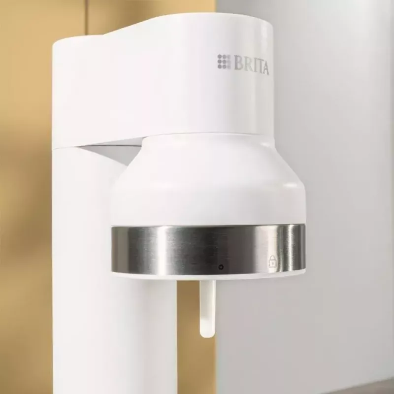 Sýfonovač BRITA Carbonator 1046730 biela — kompaktný stolný sýfonovač s 2 fľašami (231×126×443 mm)