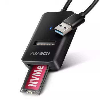 Puzdro na SSD AXAGON ADM2-AM USB-A 10 Gbit/s pre jeden M.2 NVMe/SATA disk, USB 3.2 Gen 2, 10 cm kábel, čierne