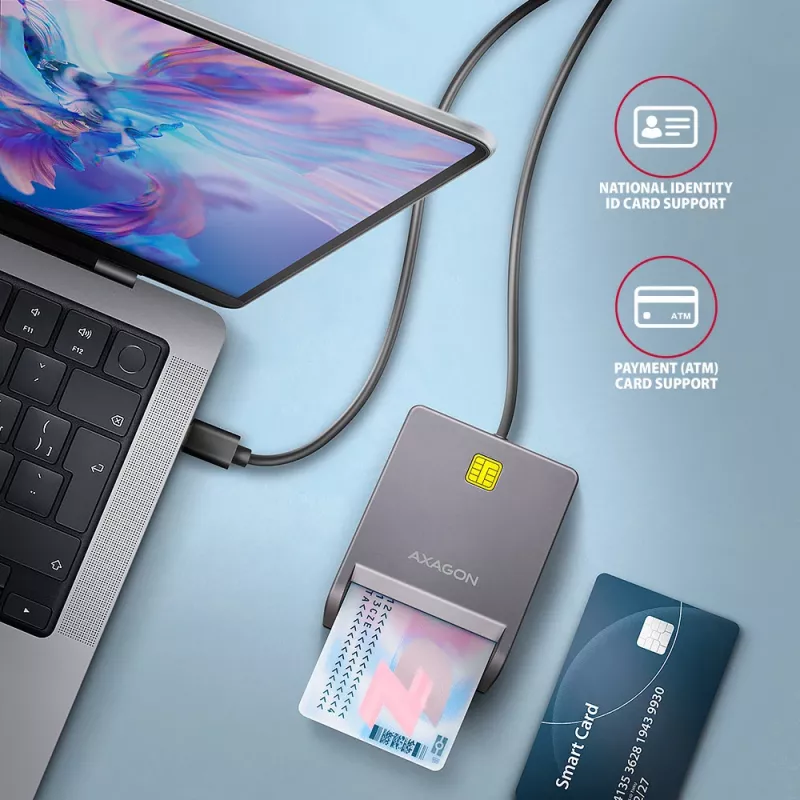 Čítačka kariet Axagon CRE-SM3TC USB 2.0 Type-C sivá SmartMedia