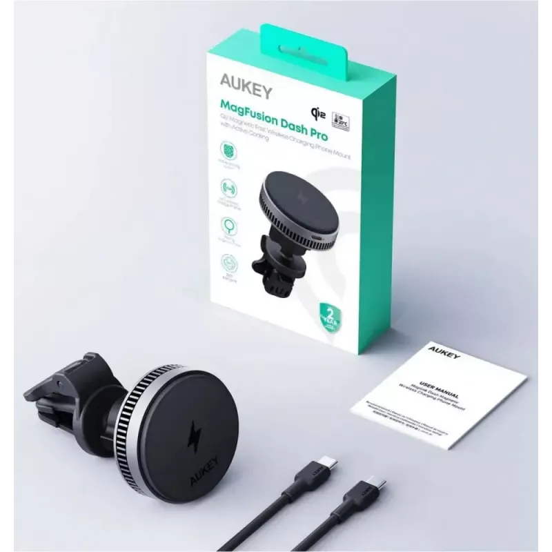 Aukey Mag Fusion Dash Pro HD-MC13A Qi2 15 W držiak do auta s bezdrôtovou nabíjačkou a chladením