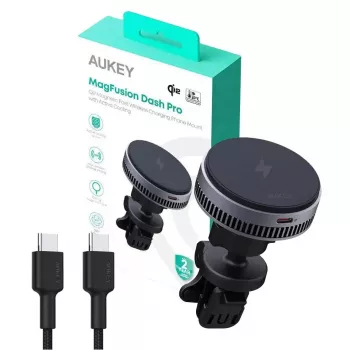Aukey Wireless Charging Mount HD-MC13A MagSafe kompatibilný držiak na vetranie do auta pre iPhone, 15 W bezdrôtové nabíjanie