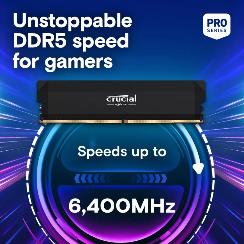 MICRON / CRUCIAL pamäť – Crucial Pro – DDR5-6000 UDIMM – OC Gaming – 64 GB kit (32 GB x2) – čierna