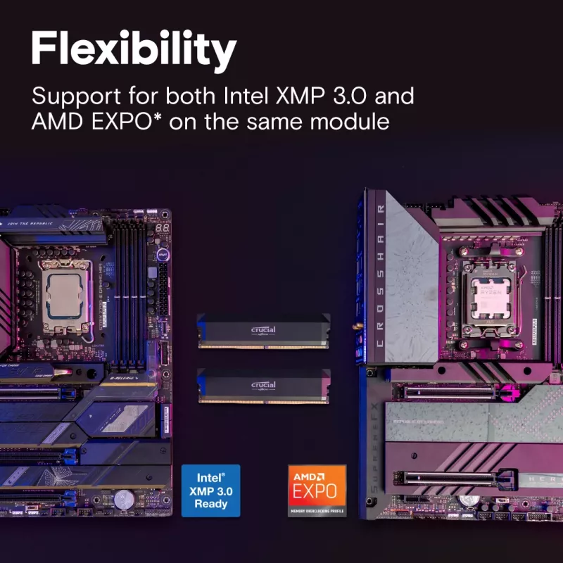 MICRON / CRUCIAL pamäť – Crucial Pro – DDR5-6000 UDIMM – OC Gaming – 64 GB kit (32 GB x2) – čierna