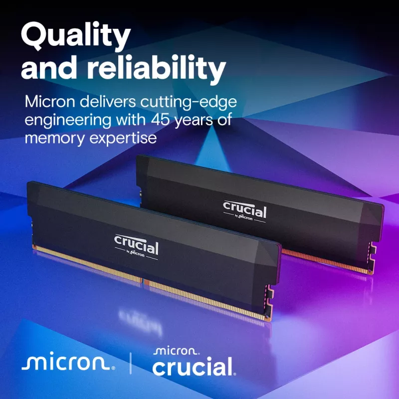 MICRON / CRUCIAL pamäť – Crucial Pro – DDR5-6000 UDIMM – OC Gaming – 64 GB kit (32 GB x2) – čierna