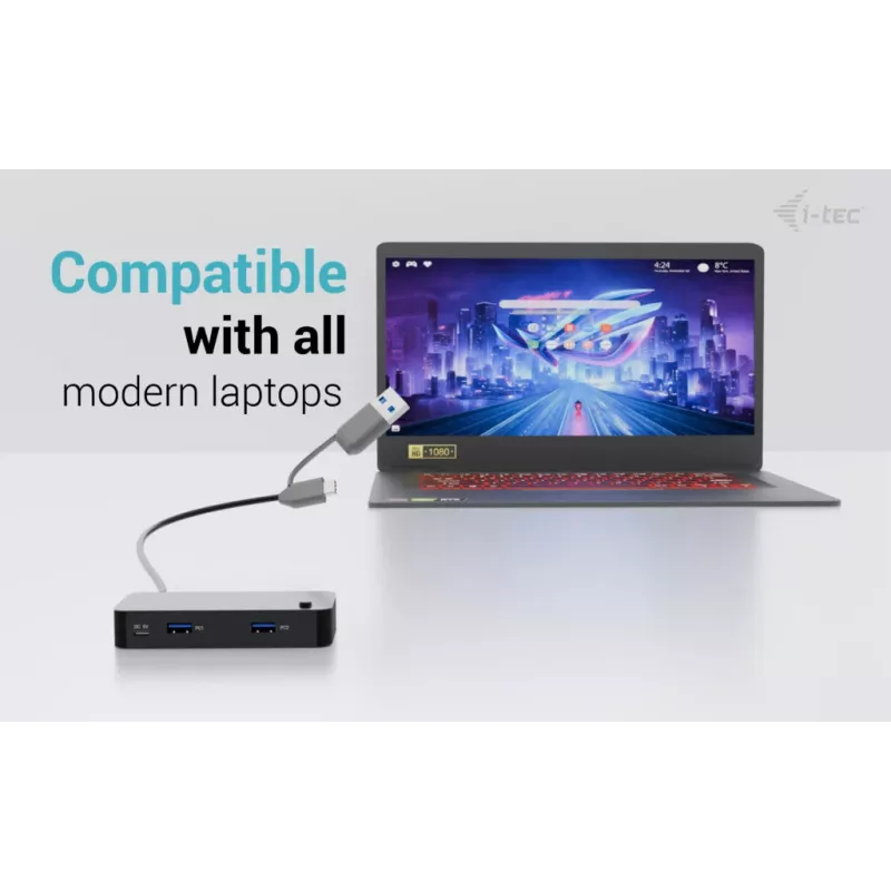 i-tec univerzálny KVM HUB 2x USB-C 2x USB-A 3.0 5000 Mbit/s čierny