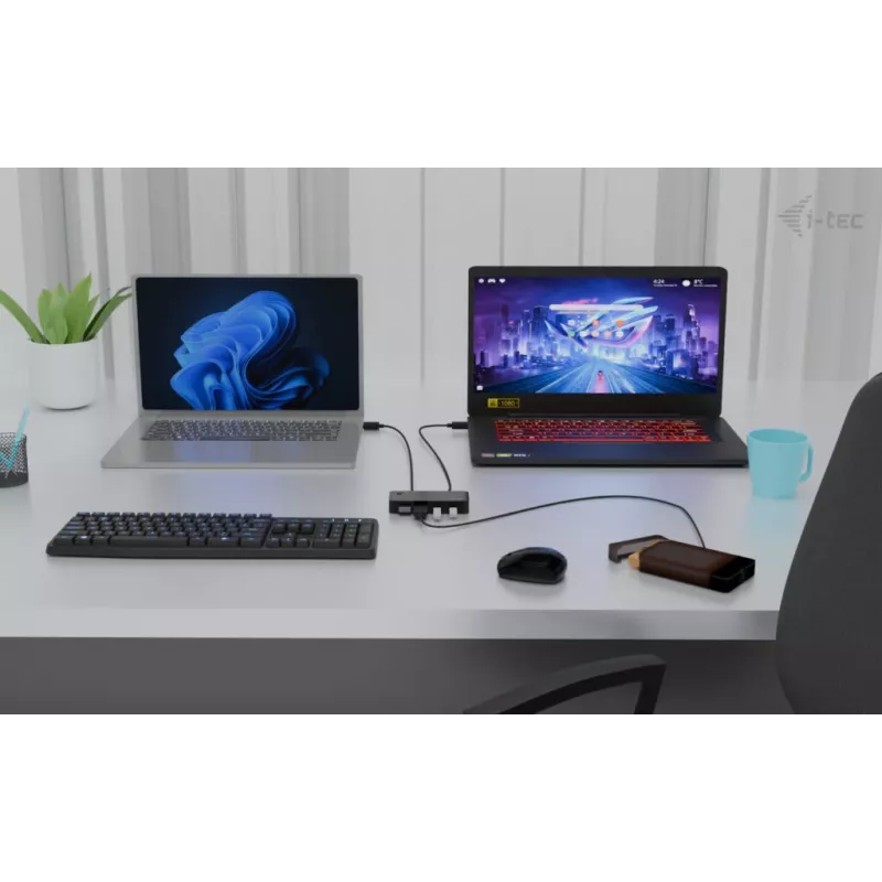 i-tec univerzálny KVM HUB 2x USB-C 2x USB-A 3.0 5000 Mbit/s čierny