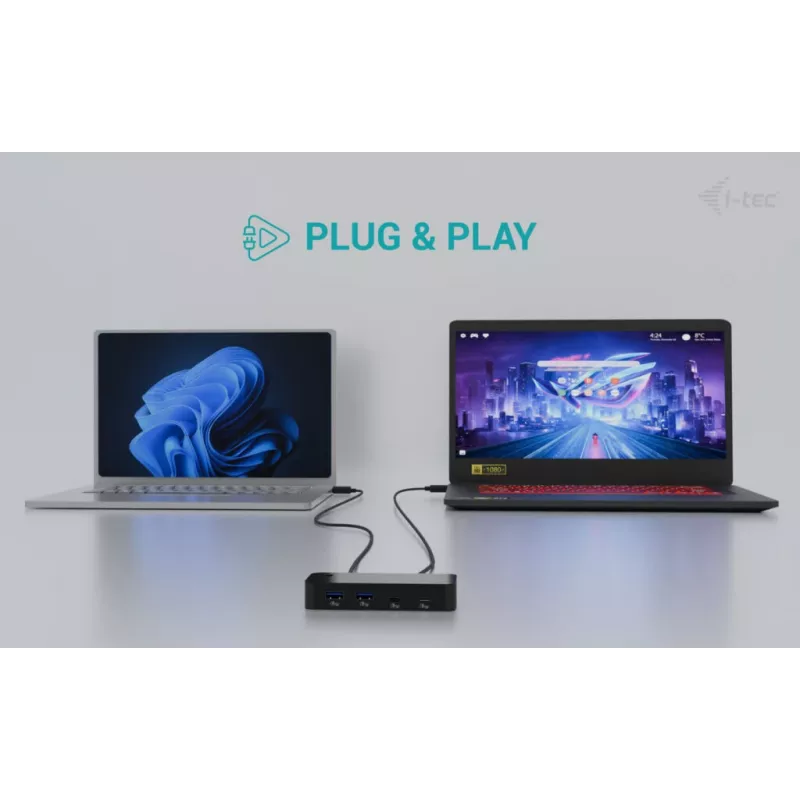 i-tec univerzálny KVM HUB 2x USB-C 2x USB-A 3.0 5000 Mbit/s čierny