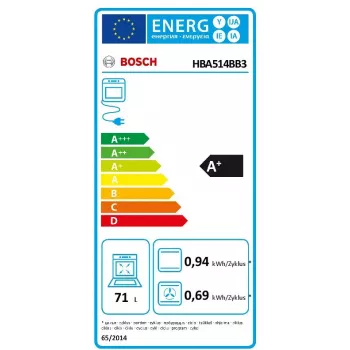 Vstavaná elektrická rúra Bosch Serie 4 HBA514BB3 — 71 l, hydrolytické čistenie, dotykové ovládanie, A+