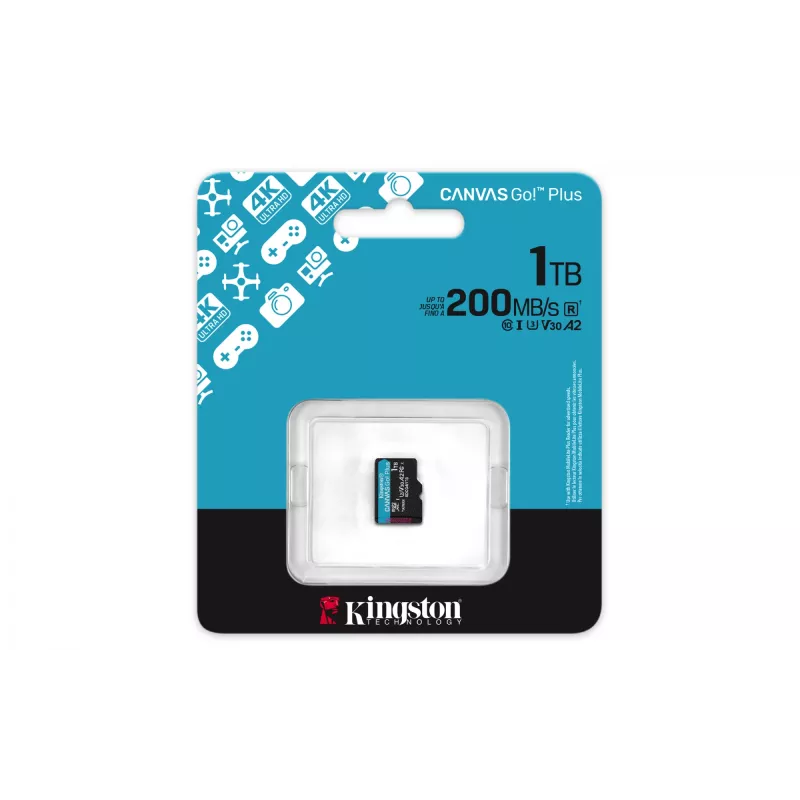 Kingston Technology 1TB microSDXC Canvas Go Plus Gen4 200R A2 U3 jednotlivé balenie bez adaptéra
