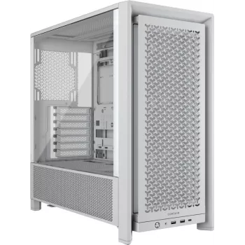 PC skriňa CORSAIR FRAME 4000D RS Midi Tower biela — ATX, tvrdené sklo, 3x120mm predné ventilátory, podporuje 360/240/140mm radiátory