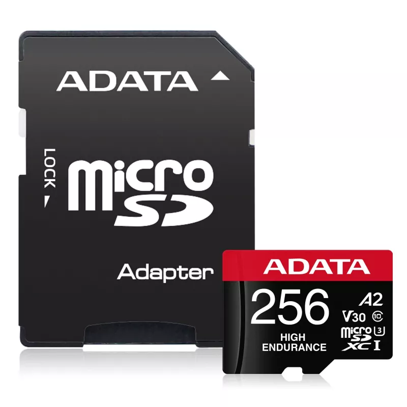 MicroSDXC pamäťová karta ADATA 256 GB AUSDX256GUI3V30SHA2-RA1 UHS-I Class 10 V30 (čítanie 100 MB/s, zápis 80 MB/s) s SD adaptérom