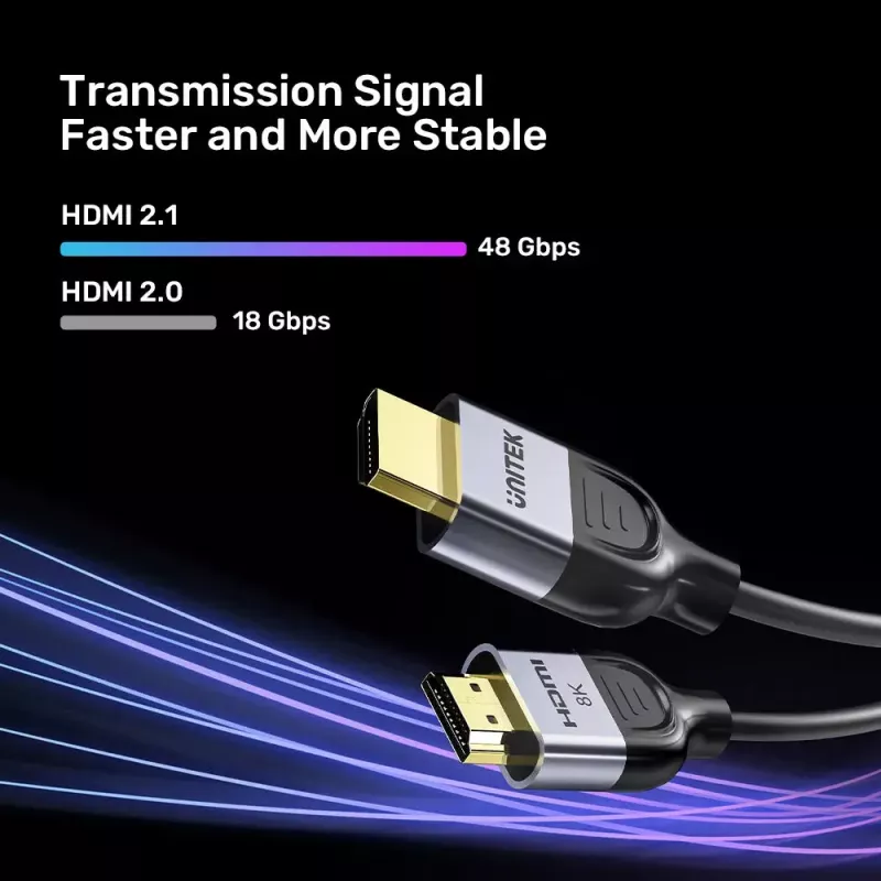 HDMI kábel UNITEK C11086GY01-3M 3m 2.1 48 Gbit/s čierny sivý