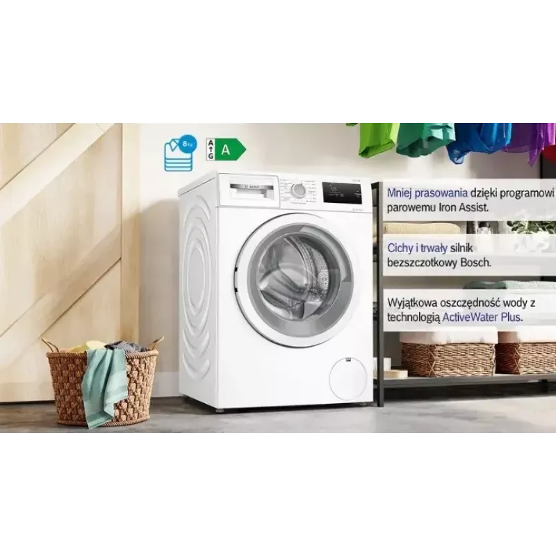 Práčka s predným plnením Bosch WAN2405MPL, 7 kg, 1200 ot/min, energetická trieda A, LED displej, biela
