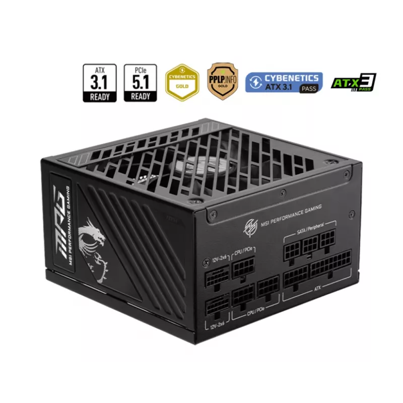 MSI MPG A1250GS PCIE5 napájací zdroj 1250 W 20+4 pin ATX ATX čierny