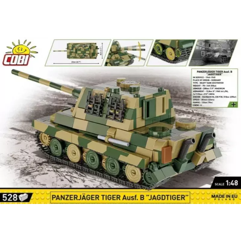 COBI 2733 Historical Collection stavebnica Panzerjäger Tiger Ausf. B Jagdtiger, 528 dielikov, 1:48
