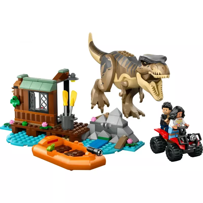 LEGO dinosaurová stavebnica T. rex River Escape 76975 — 199 dielov, 2 minifigúrky, vek 5+