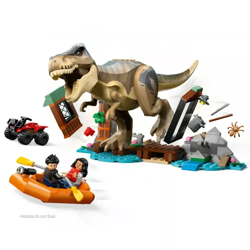 LEGO dinosaurová stavebnica T. rex River Escape 76975 — 199 dielov, 2 minifigúrky, vek 5+