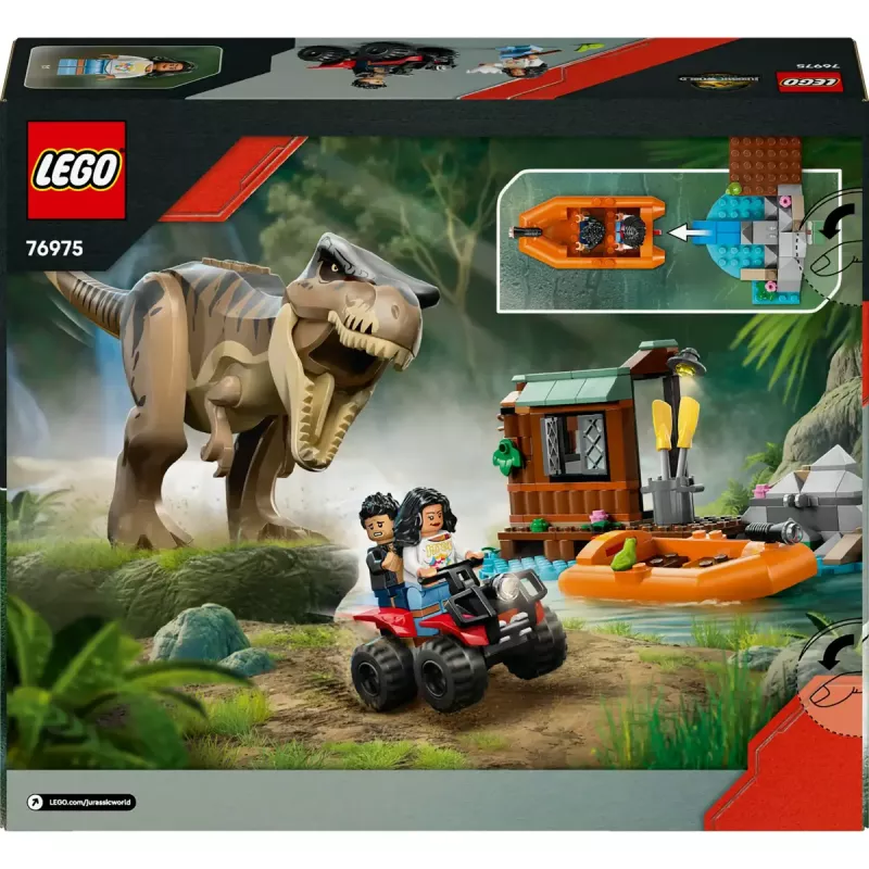 LEGO dinosaurová stavebnica T. rex River Escape 76975 — 199 dielov, 2 minifigúrky, vek 5+