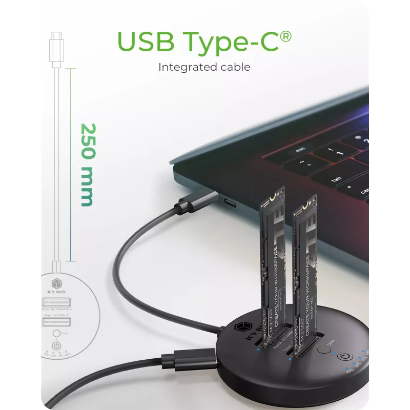 ICY BOX IB-1612MCL-C31 USB 3.2 Gen 2 (3.1 Gen 1) Type-C čierny