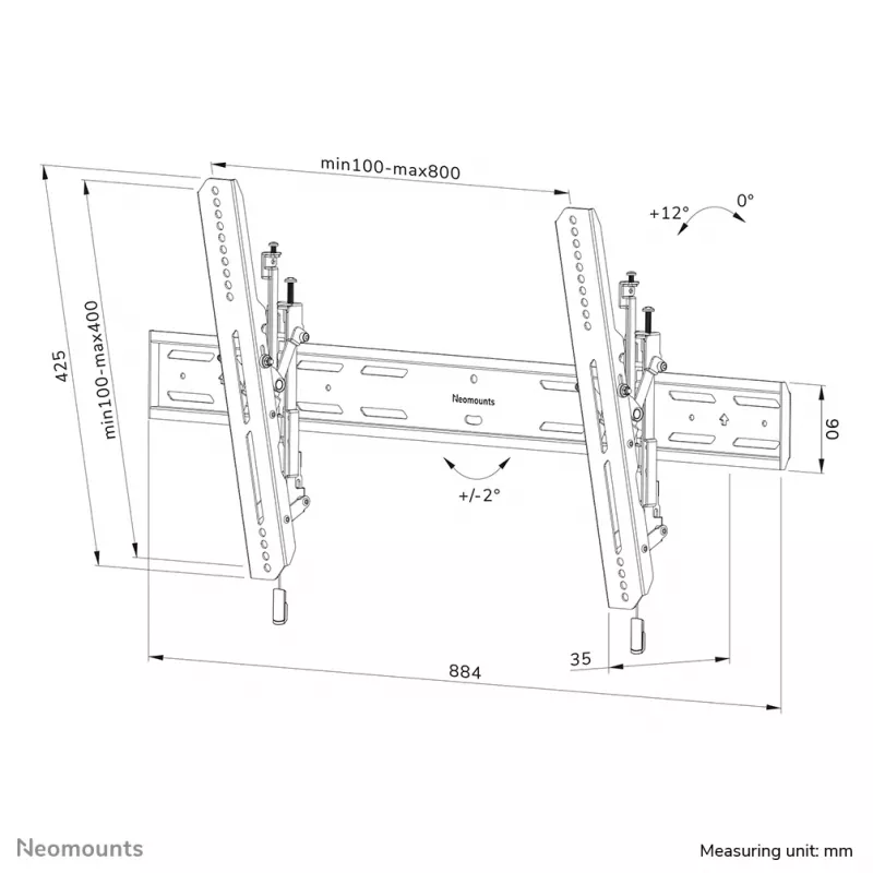 Neomounts WL35S-850BL18 TV nástenný držiak 43-86 inch - naklápací - uzamykateľný - rýchla inštalácia
