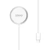Bezdrôtová interiérová nabíjačka pre mobilné telefóny SAVIO LA-11, Qi 1.2, 15 W, biela, 55×55×5 mm