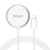 Bezdrôtová interiérová nabíjačka pre mobilné telefóny SAVIO LA-11, Qi 1.2, 15 W, biela, 55×55×5 mm
