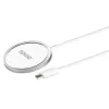 Bezdrôtová interiérová nabíjačka pre mobilné telefóny SAVIO LA-11, Qi 1.2, 15 W, biela, 55×55×5 mm