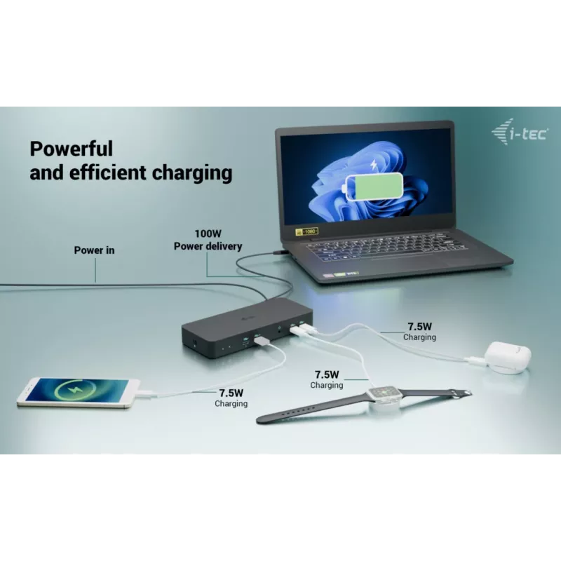 I-tec USB-C Intelligent Triple Display dokovacia stanica + Power Delivery 100W